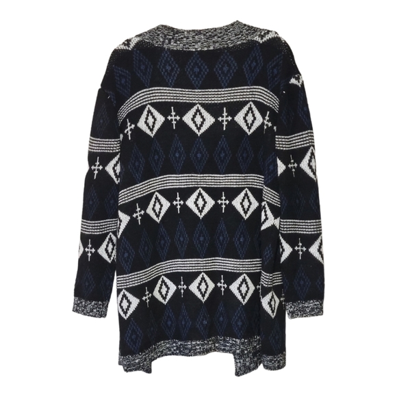 Elodie Sz S Open Front Knit Longline Cardigan Sweater Aztec Y2k Momcore Basic - Picture 3 of 7